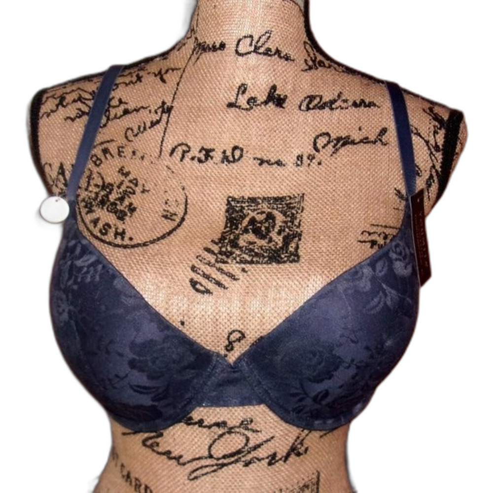Youmita India Ink Underwire Light Padded Lace Demi 36B Bra NWT